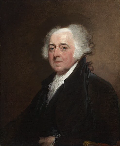 This is a colored portrait of John Adams. It was completed by Gilbert Stuart.