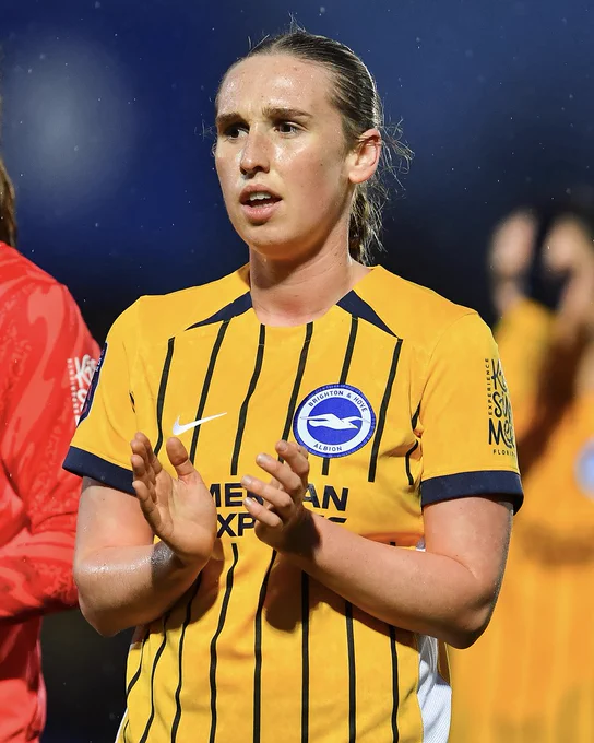 Bex Rayner claps fans at full time at Kingsmeadow. 