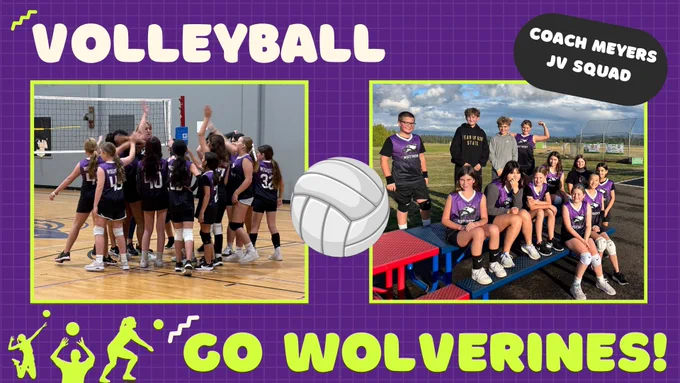 Two pictures of Coach Meyers' JV Co-Ed Volleyball Team. 