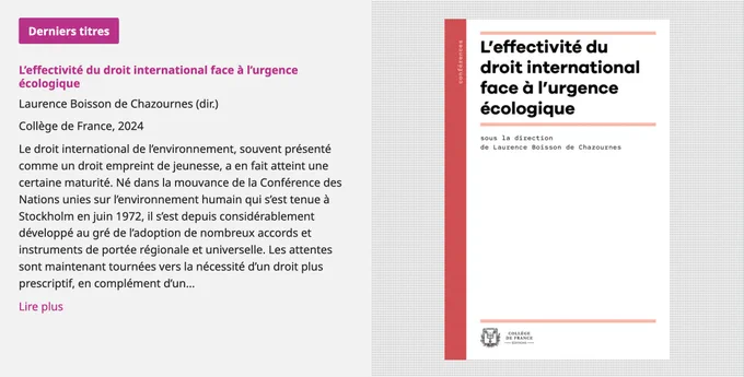 Capture d'écran de l'annonce de parution sur le portail OpenEdition Books le 12 novembre 2024.