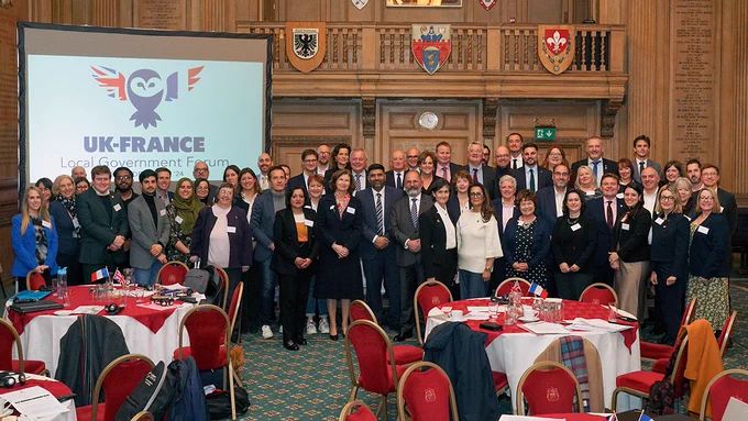 Attendees of the UK-France Local Government Forum at the Civic Hall