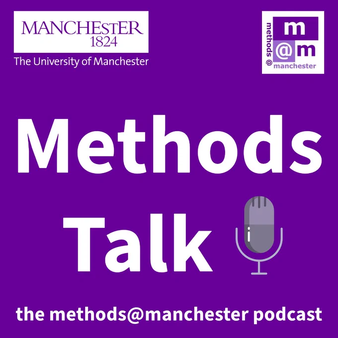 Image containing the University of Manchester and methods@manchester logos, above text saying 'Methods Talk - the methods@manchester podcast'