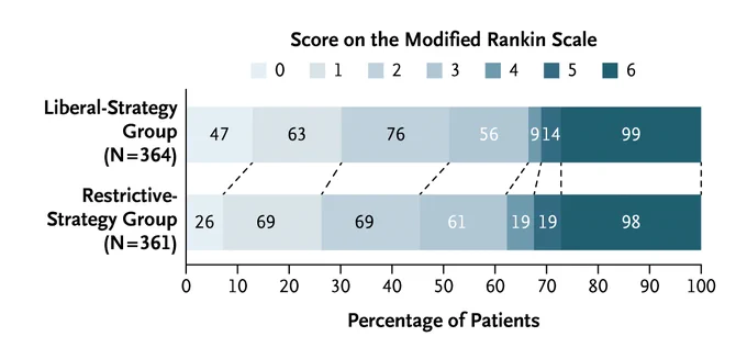 A chart of functional neurologic outcome at 12 months.