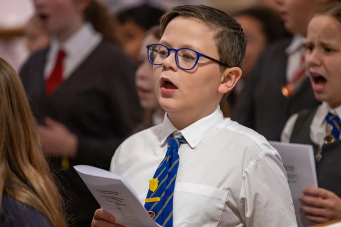 Primary school children singing