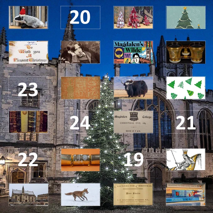 Advent calendar with eighteen ‘windows’ open. 
 


