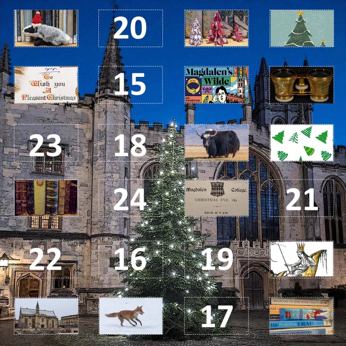 Advent calendar with fourteen ‘windows’ open. 