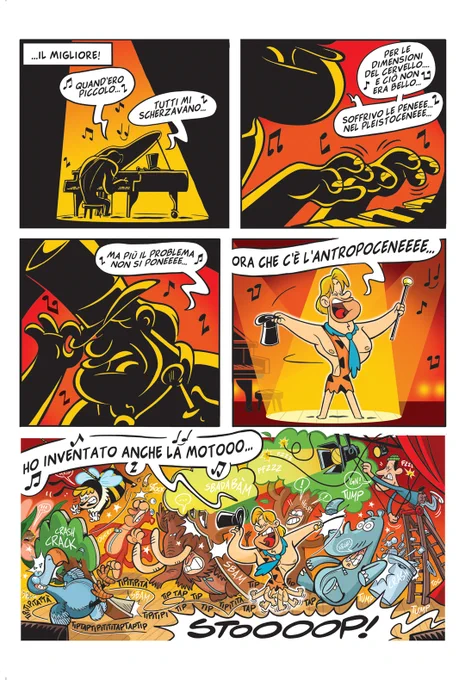 La seconda tavola de "L'Origine delle Specie - Il Musical": il fumetto scritto e disegnato da Walter Leoni per Comics&Science. Lo trovi all'interno de The Evolution Issue.