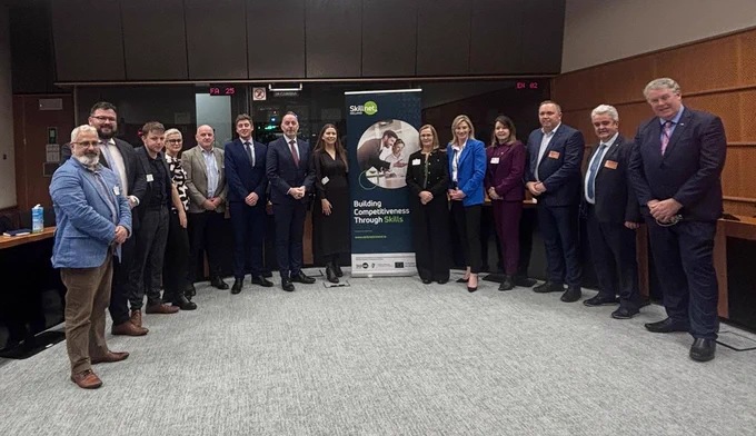 L-R: John Drury, Karl Picard, Gareth G., Maria Walsh MEP, Sean McGloin, Eoin Morton, Paul Healy, Gillian Richardson, Annette Coburn, Nina Carberry MEP, Caroline Cawley, JJ O'Hara, Kevin Comiskey, and Ciaran Mullooly MEP.

Seán Kelly MEP, Cynthia Ní Mhurchú MEP, Barry Cowen MEP.