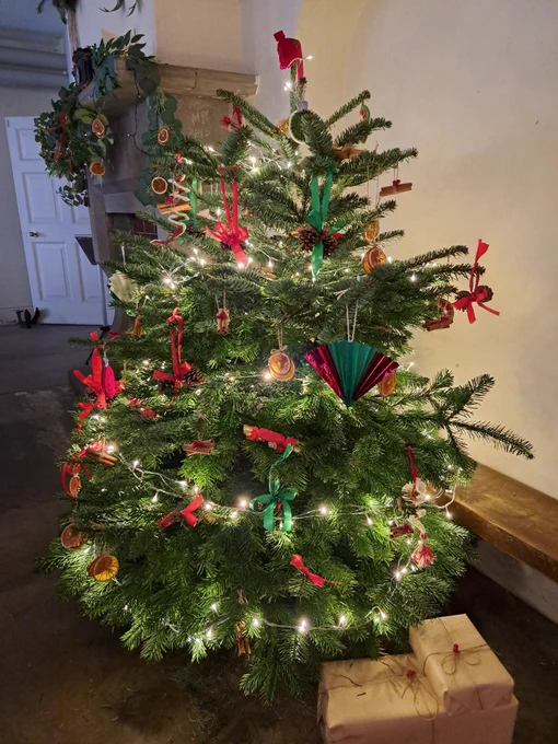 A Christmas tree that has been fully decorated by the wonderful volunteers at Cannon Hall. 