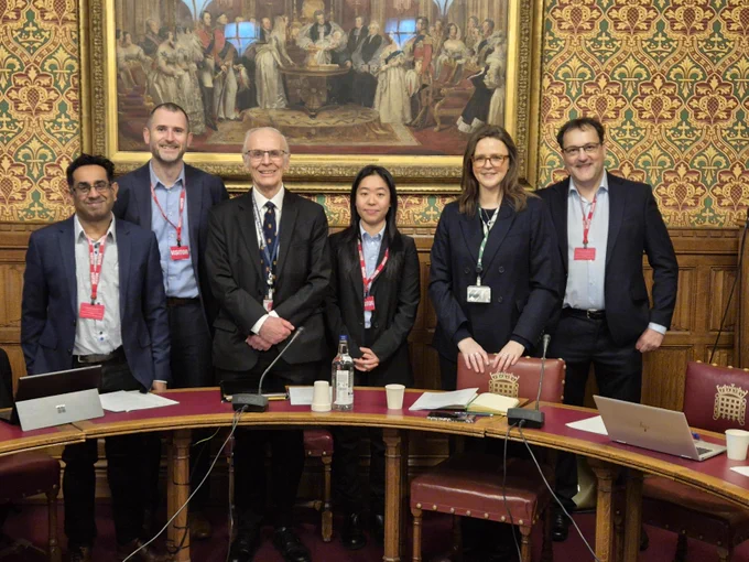 Panellists at Policy Connect's event with UCISA on tech procurement in higher education. L-R: Mel Gomes, James Crooks, Lord Norton, Alyson Hwang, Lauren Edwards, Rob Moore. 