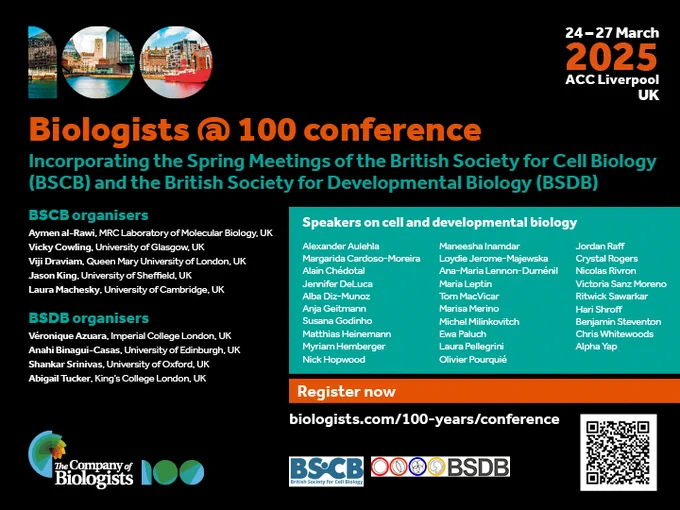 Speaker list for Biologists @ 100 conference - cell and developmental biology