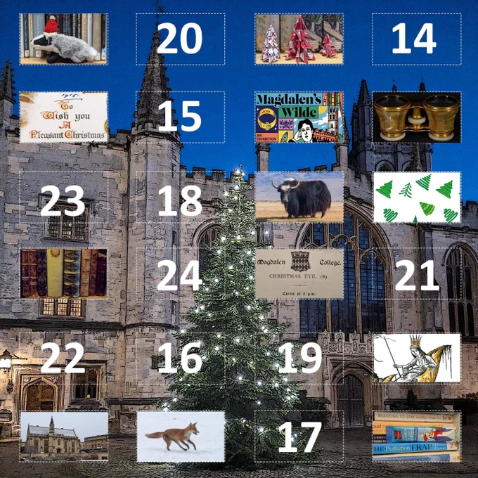 Advent calendar with thirteen ‘windows’ open. 
