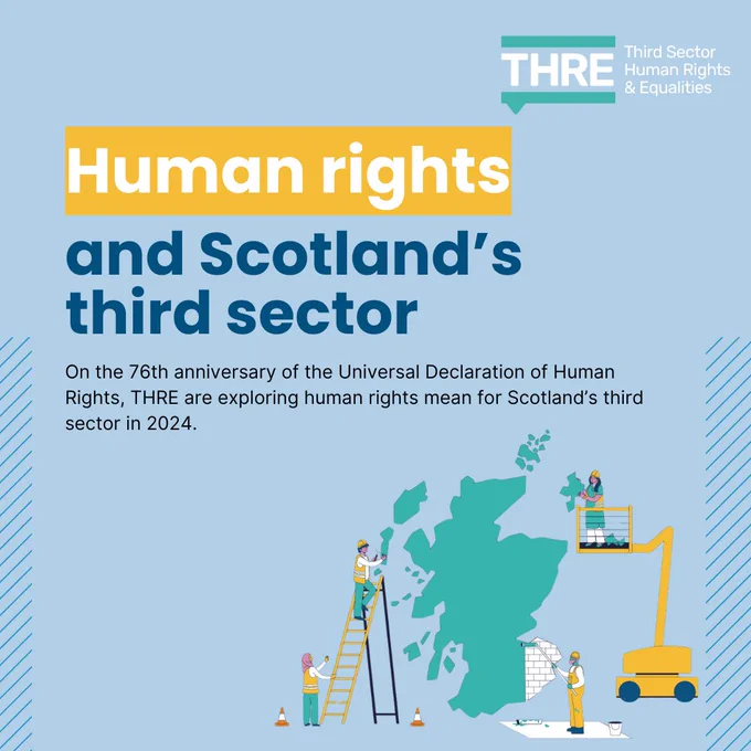 Human rights and Scotland’s third sector. On the 76th anniversary of the Universal Declaration of Human Rights, THRE are exploring human rights mean for Scotland’s third sector in 2024.