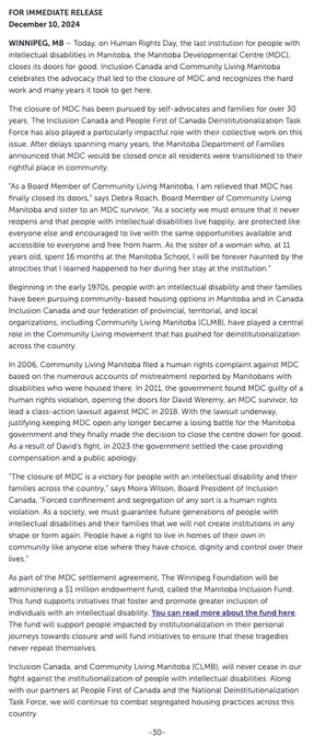 Text-based image of a press release. 