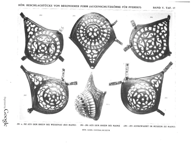 Taf.17 from AuhV5 showing images of #RomanCavalry chamfron eye guards.