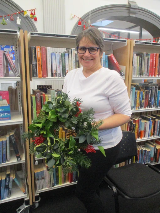 woman with wreath