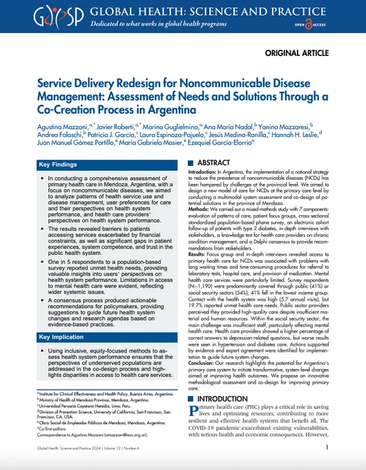 Service Delivery Redesign for NCDs in Argentina