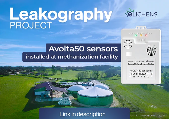 #Leakography: 𝗔𝘃𝗼𝗹𝘁𝗮𝟱𝟬 𝗦𝗲𝗻𝘀𝗼𝗿𝘀 𝗗𝗲𝗽𝗹𝗼𝘆𝗲𝗱 𝗮𝘁 𝗠𝗲𝘁𝗵𝗮𝗻𝗶𝘇𝗮𝘁𝗶𝗼𝗻 𝗙𝗮𝗰𝗶𝗹𝗶𝘁𝘆
📖 Read the full article on the eLichens website: 
https://lnkd.in/e_c7JxXT

🔍 Discover how eLichens is advancing methane monitoring technology!
Our next-generation 𝗔𝘃𝗼𝗹𝘁𝗮𝟱𝟬 methane gas sensors have been successfully deployed at the 𝗖𝗵𝗮𝗻𝗱’𝗘𝗻𝗲𝗿𝗴𝗶𝗲 methanization facility in Vandeins, France.

🎯 Why it matters:
 - Help identify methane leaks.
 - Monitor and provide information on methane concentrations.
 - Drive sustainability in gas facility.

🤝 This initiative is powered by our collaboration with CEA-Leti and GRDF, with support from Région Auvergne-Rhône-Alpes, Grenoble-Alpes Métropole, and Bpifrance.

📢 Interested in testing our solution?
💌 Reach out to us at info@elichens.com