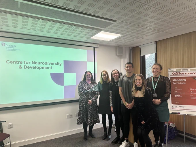 Researchers from the Centre of Neurodiversity and Development, and Kelly Hetherington (Repository Officer) in the Bill Bryson Library
