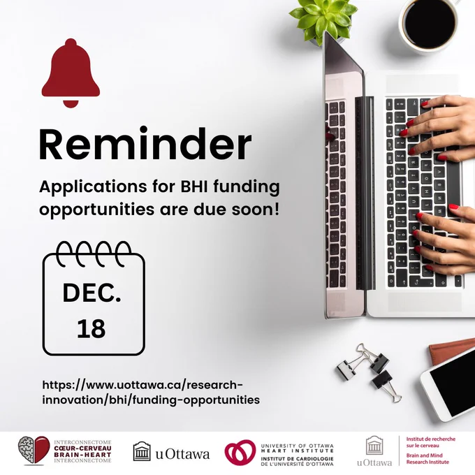 "Reminder. Applications for BHI funding opportunities are due soon! Dec. 18." 