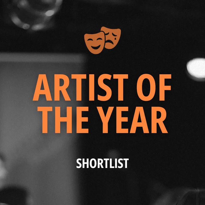 Black and white grainy image from Framework Festival 2024 with text “Artist of the Year Shortlist” under the ‘Artist of the Year logo.