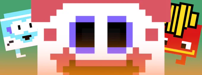 Key art for Slice N' Pies V3.1 including a tennis guy skin, a clown skin and a fries skin.
