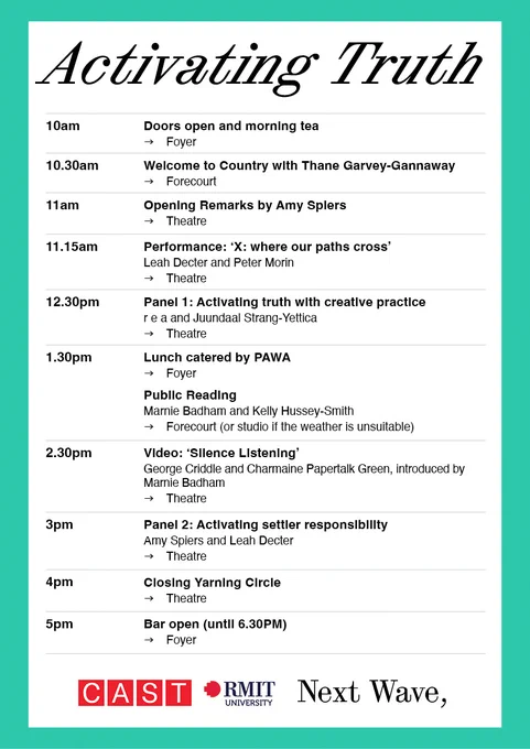 This is a schedule for Activating Truth.