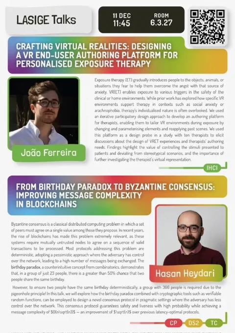 a flyer with the two titles, abstracts and presenter names