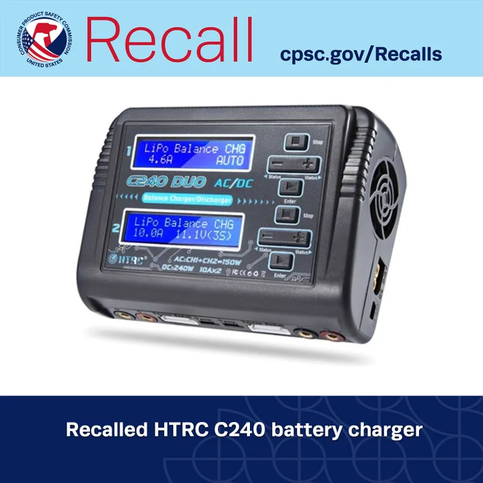 Recalled HTRC C240 battery charger