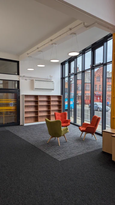 photo of repairs done to the library