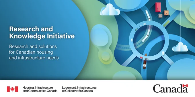 Connecting roads with vehicles and houses alongside with clouds. The text: “ Research and Knowledge Initiative”
