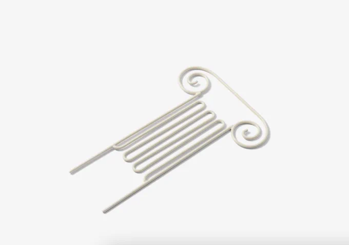 White wire bent into the shape of a fluted Ionic column