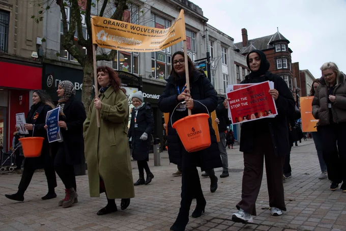 People joined a march around Wolverhampton city centre organised by ROSHNI to highlight the Orange Wolverhampton campaign.