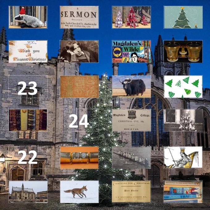 Advent calendar with twenty-one ‘windows’ open. 

