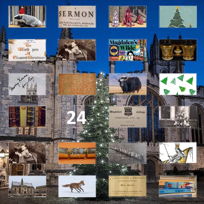 Advent calendar with twenty-three ‘windows’ open. 
