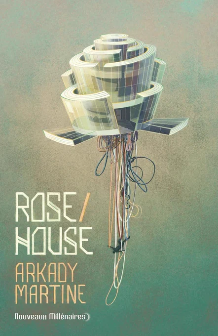 Couverture de Rose House, représentant une forme de rose suspendue, fait des mûrs de verre d'un bâtiment et du câblage de ce dernier. Une silhouette semble avoir chuté et est retenue en bas par les câbles