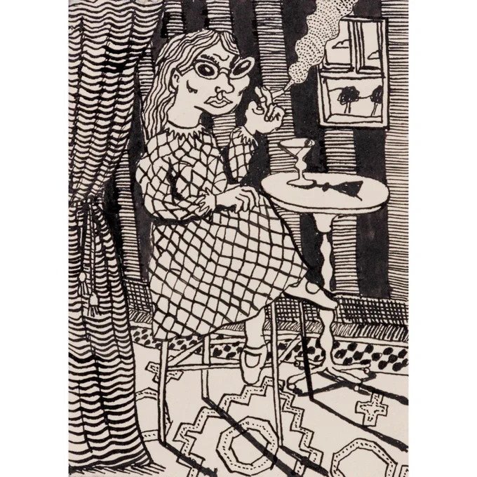 Will Powers, Interior 2, Ink on paper, 7.5 × 10.5 cm, £90.00 @willpowersmakes⁠