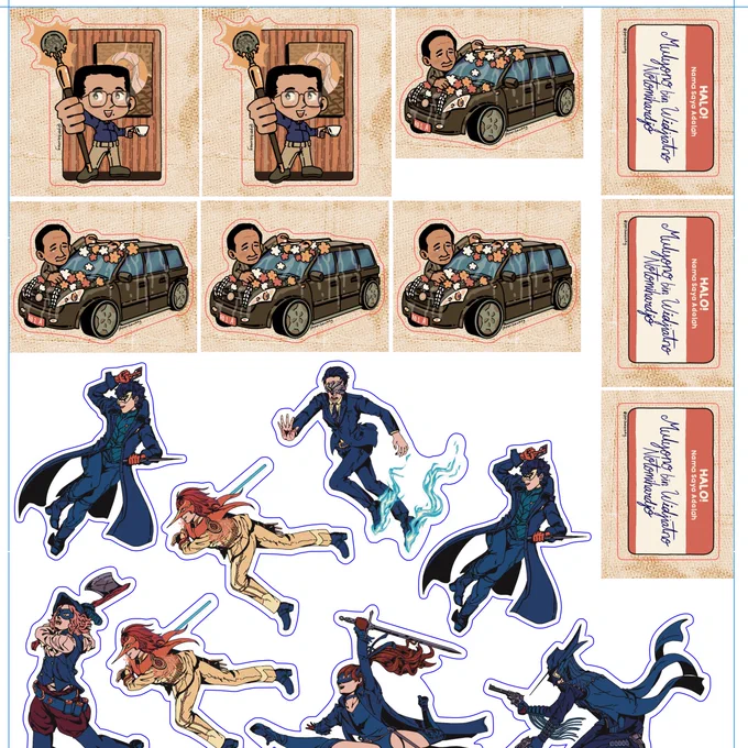 tangkapan layar program inkscape. kanvas berupa gambar yang akan dijadikan stiker dan sudah memiliki garis potong.