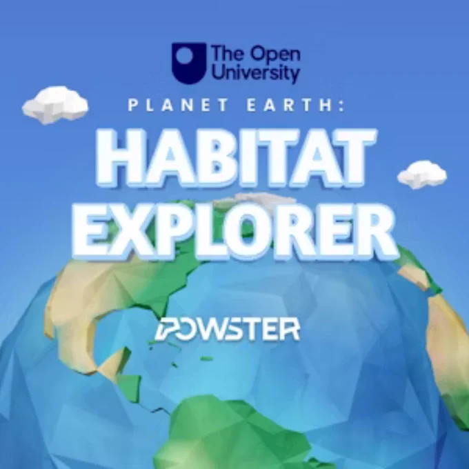 Colourful graphic features planet earth and the text 'Planet Earth: Habitat Explorer'