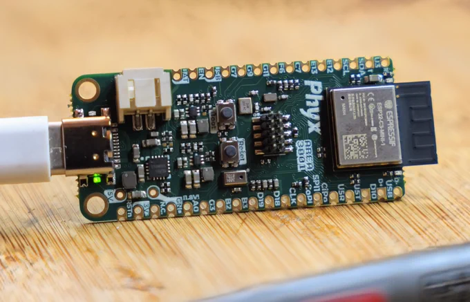top view of the TESS prototype board featuring the Allwinner T113-S3 SoC and Espressif ESP32-C3 WiFi module