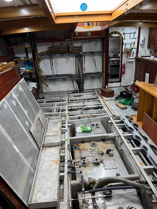 The saloon cleared with floors lifted