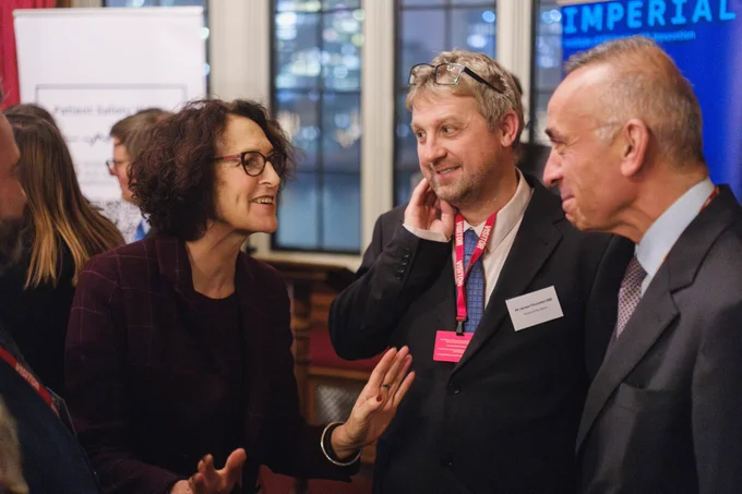 Lord Ara Darzi, IGHI Co-director, chatting with Baroness Gillian Merron, Minister for Patient Safety, and James Titcombe OBE, Chief Executive of Patient Safety Watch