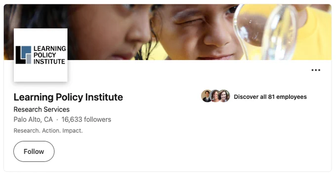 Screenshot of the Learning Policy Institute's LinkedIn page.