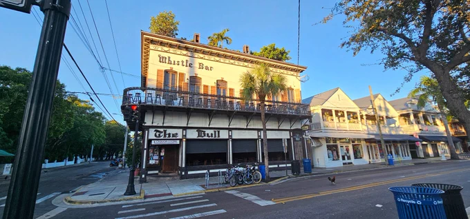 🌅 Strolling past the Bull & Whistle Bar at sunrise, while the streets of Key West are just waking up, you can’t help but feel the history and countless stories this legendary 3-story spot holds. 🌴✨ Closed now, but you can still picture the lively open-air Bull Bar downstairs, the perfect people-watching vibes of the Whistle Bar, and the infamous rooftop Garden of Eden (clothing-optional, of course!). 🍹😏

Which floor is your favorite, and why? Share your best Bull & Whistle Bar memories—let’s hear those epic stories! 🍻👇

#KeyWest #BullWhistleBar #IconicKeyWest #GardenOfEden #DuvalStreetVibes #KeyWestBars #FloridaKeysMagic #Nightlife #BarHopping #IslandVibes