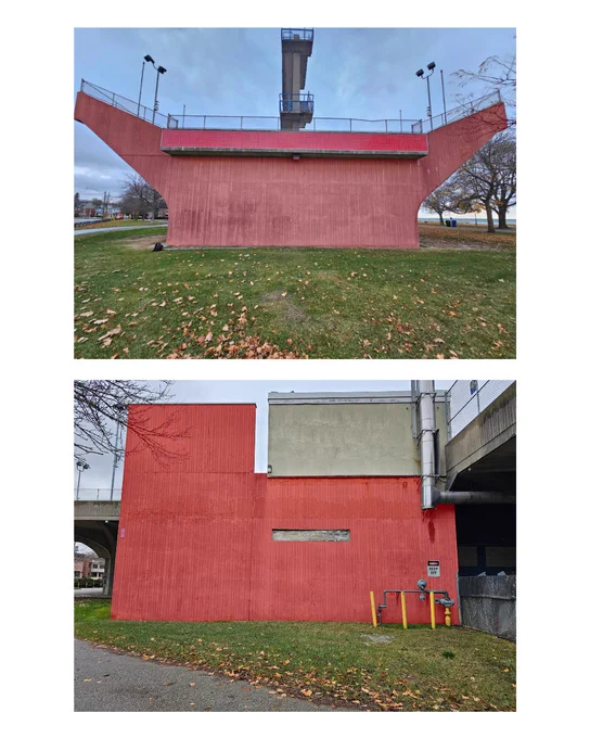 An image featuring two sides of the proposed wall, highlighted in red.
