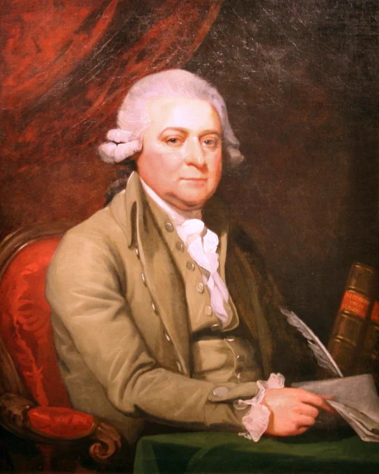 The colored portrait is of John Adams.