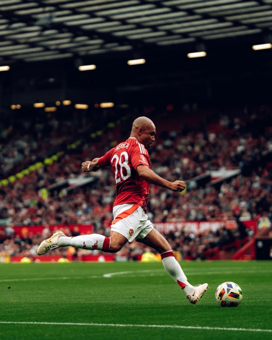 Danny Webber playing for the Manchester United Legends team against Celtic.