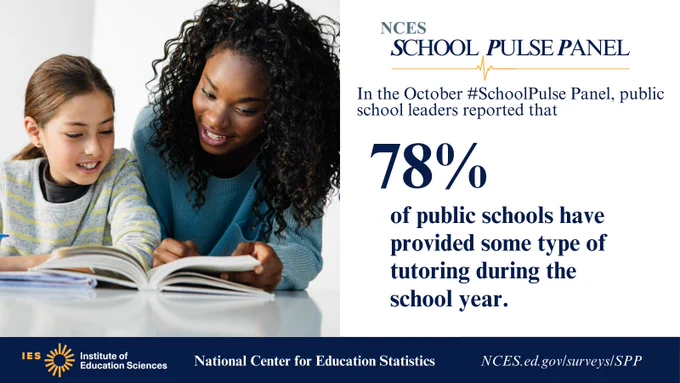 Social media platform graphic promoting the recently released October 2024 School Pulse Panel featuring an image of a student and teacher reading a book.