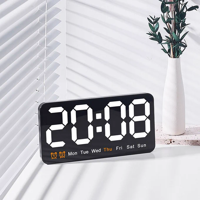 The Voice Control Large LED Wall Clock 
✅ Dual Alarm & Snooze
✅ Temperature & Date Display
✅ Stylish & Functional
