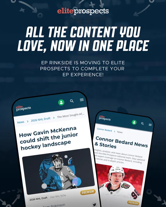 An infographic announcing the move of EP Rinkside to eliteprospects.com, that reads:

All the content you love, now in one place

EP Rinkside is moving to Elite Prospects to complete your EP experience!